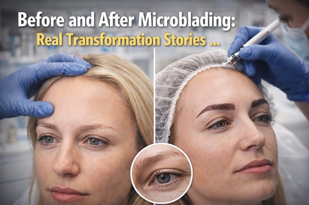 before and after microblading results