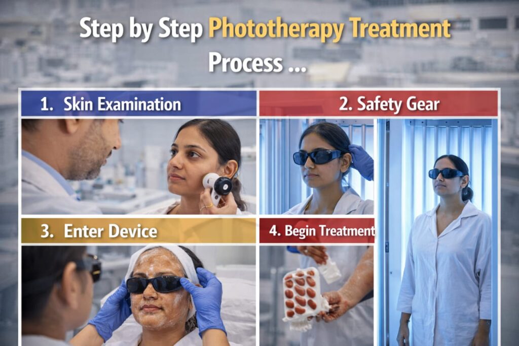 Skin improvement after phototherapy treatment process